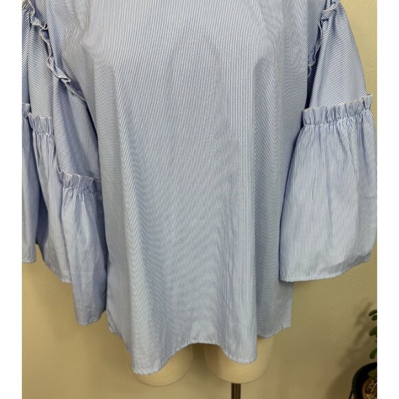 Anthropologie DRA Womens Pinstripe Flutter Sleeve Top - Picture 5 of 12